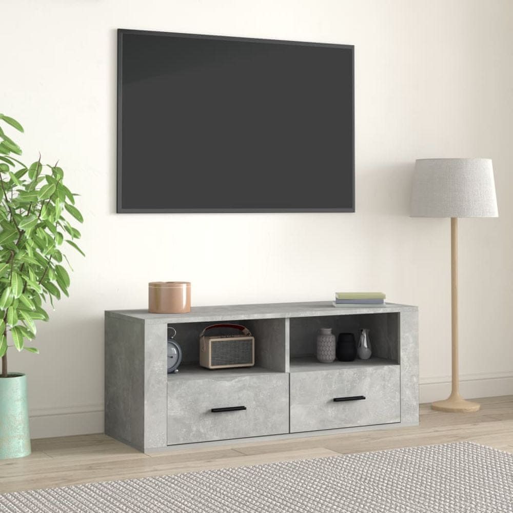 Vidaxl TV skrinka betónová sivá 100x35x40 cm spracované drevo